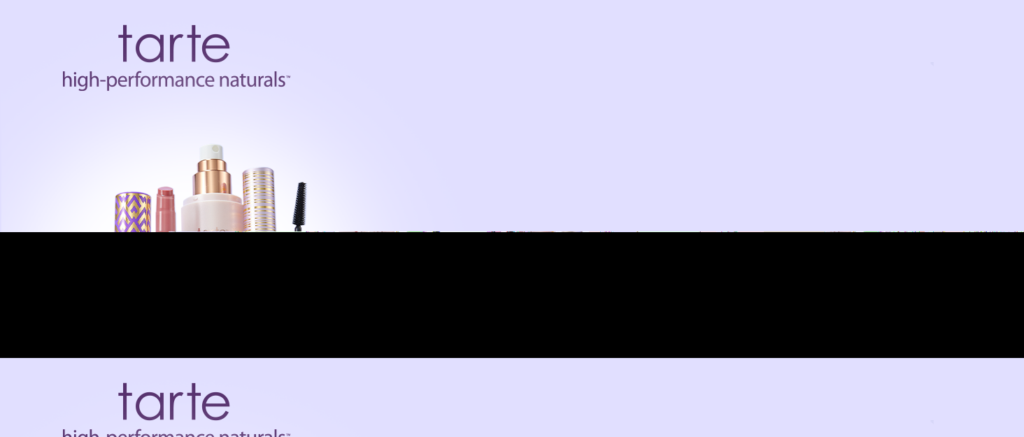 purple background with tarte high performance naturals logo with five products